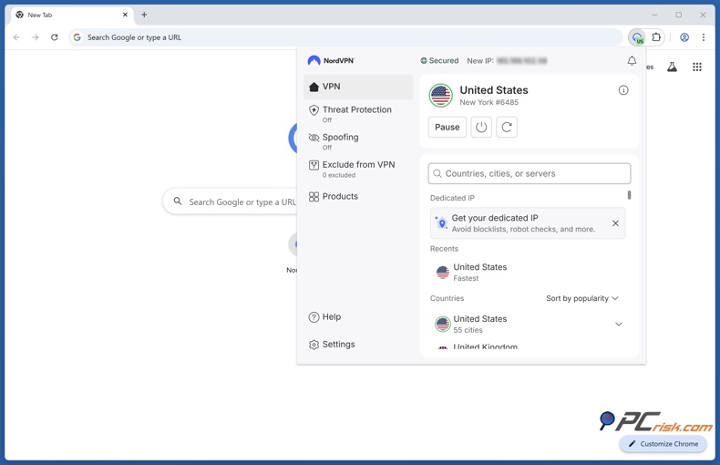 Estensione Chrome di NordVPN