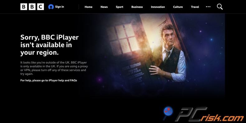 Messaggio di BBC iPlayer non disponibile nella tua regione