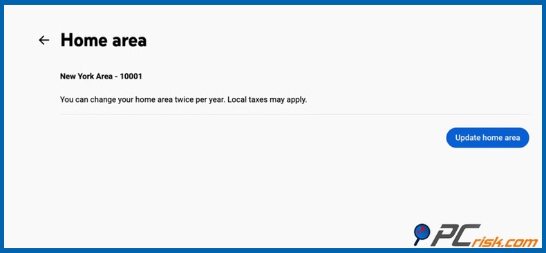 Modificare l'area di residenza su YouTube TV