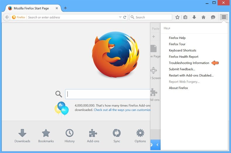 ipristino delle impostazioni di Mozilla Firefox per impostazione predefinita - accesso