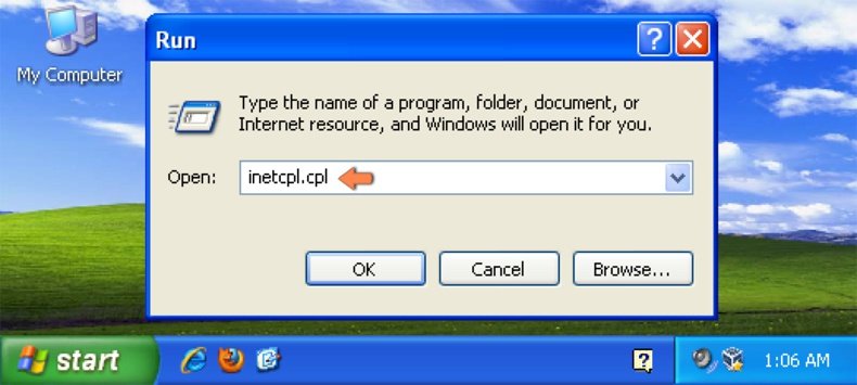 Ripristino delle impostazioni di Internet Explorer per impostazione predefinita in Windows XP
