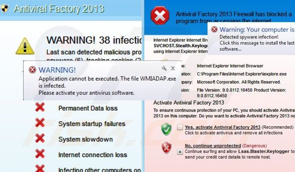 Antiviral Factory 2013 genera dei falsi messaggi di sicurezza