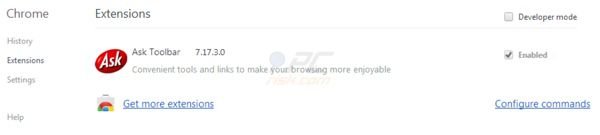 Ask toolbar rimozione da Google Chrome