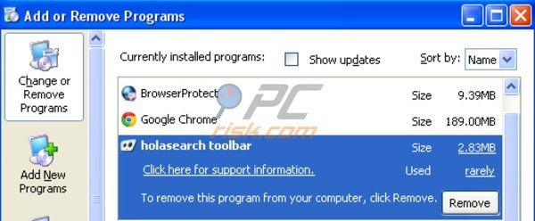 Hola Search Toolbar disinstallazione
