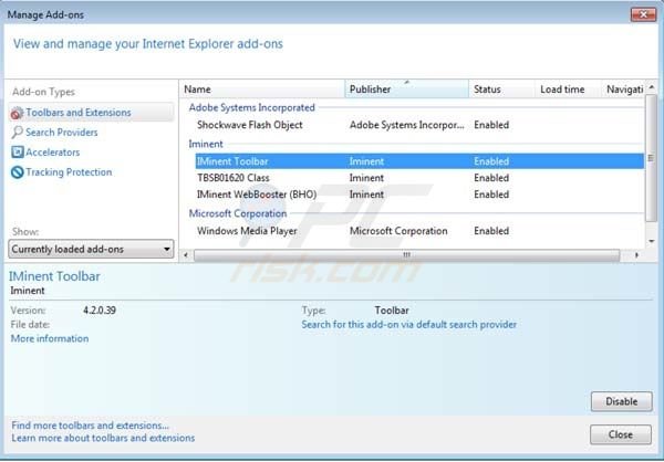 Iminent toolbar rimozione da Internet Explorer