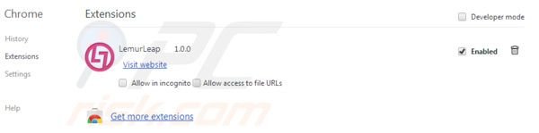 LemurLeap rimozione da Google Chrome