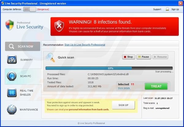 Live Security Professional (falso programma antivirus)