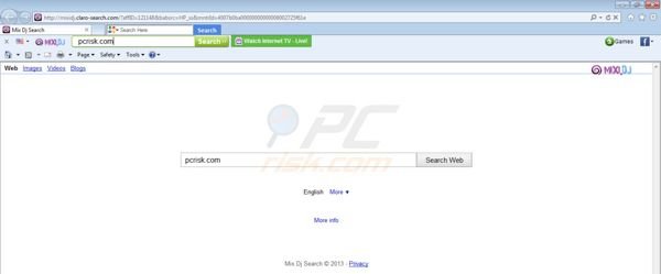 MixiDj Claro Search virus - dirottatore di browser 