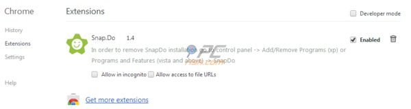 Search.snapdo.com redirect rimozione da Google Chrome