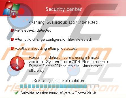 System Doctor 2014 falso pop up di sicurezza