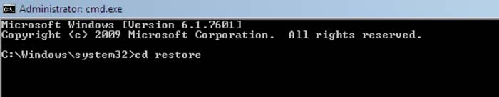 ripristino del sistema utilizzando prompt dei comandi digitare cd restore