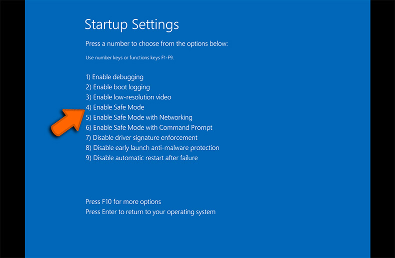 Windows OS booting into safe mode (step 4)