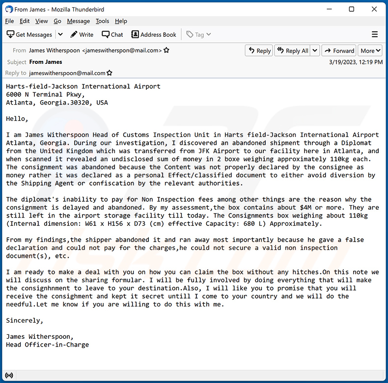 Abandoned Shipment email truffa (2023-03-20)