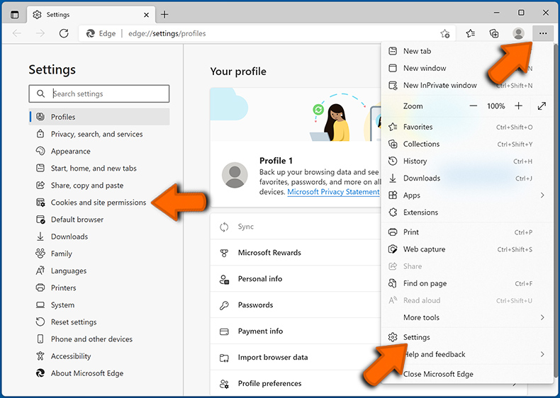 Disattiva le notifiche del browser Web in Microsoft Edge (passaggio 1)