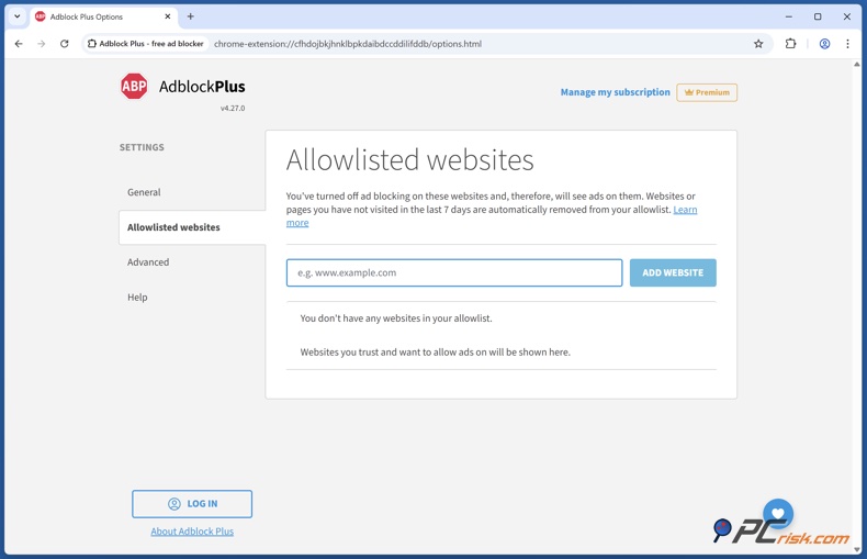Adblock Plus Siti web autorizzati