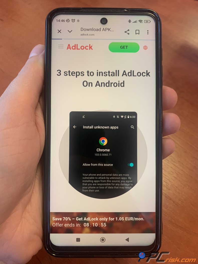 Adlock per la pagina di download dell'APK per Android