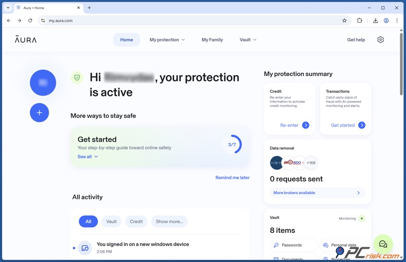 Aura Pannello di controllo