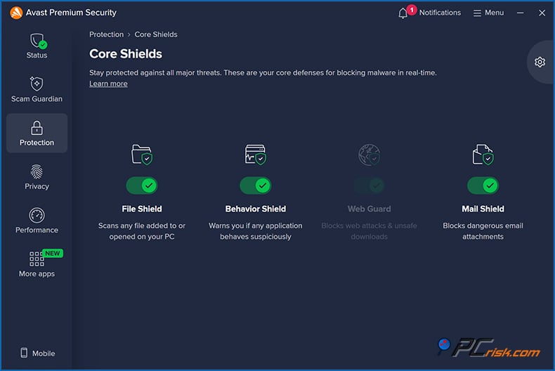 avast scudi in tempo reale Windows