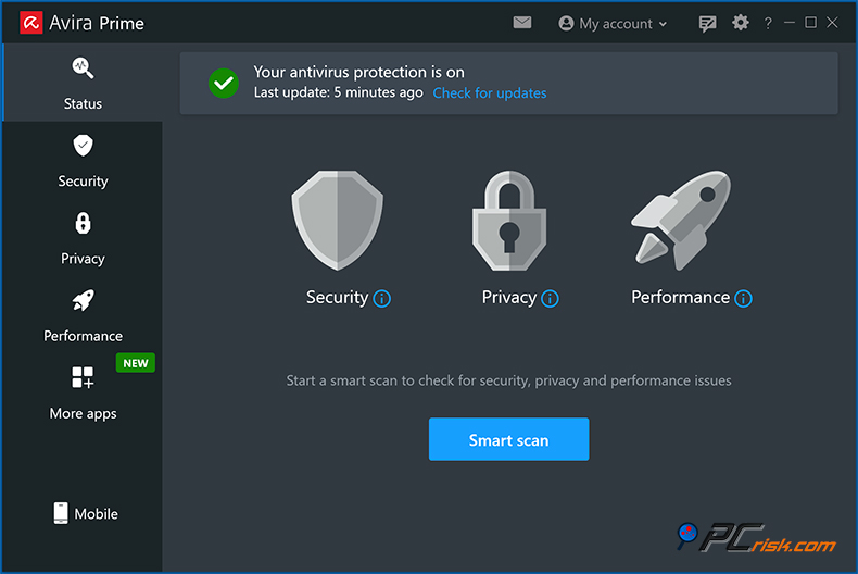 avira antivirus cruscotto