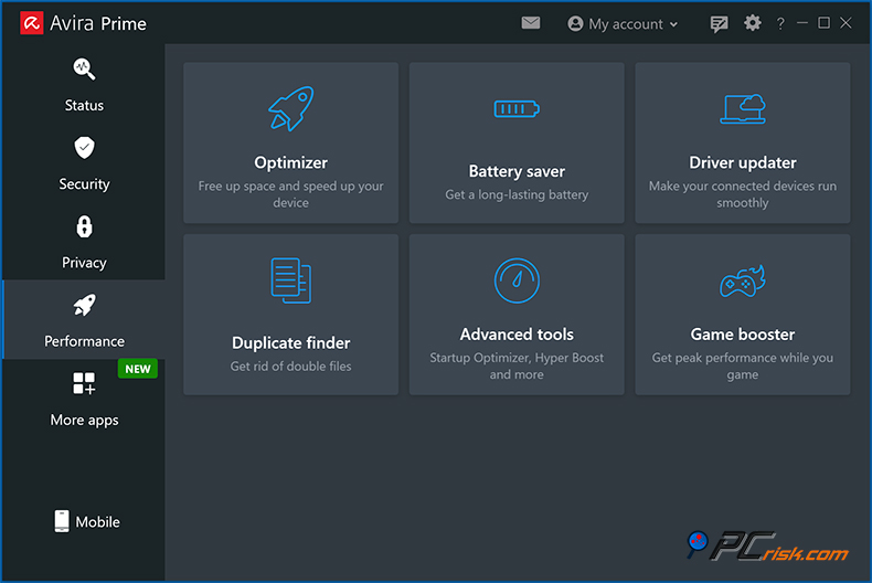 avira strumenti di performance