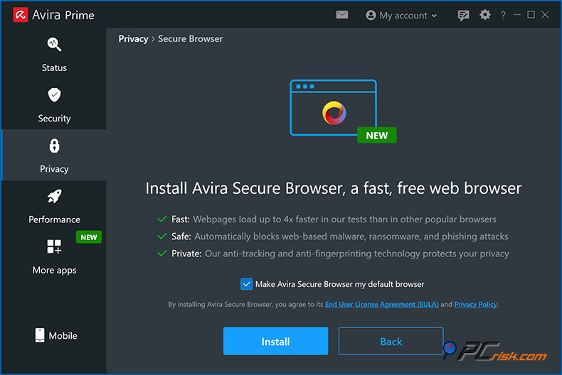 avira browser sicuro