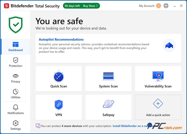 bitdefender cruscotto