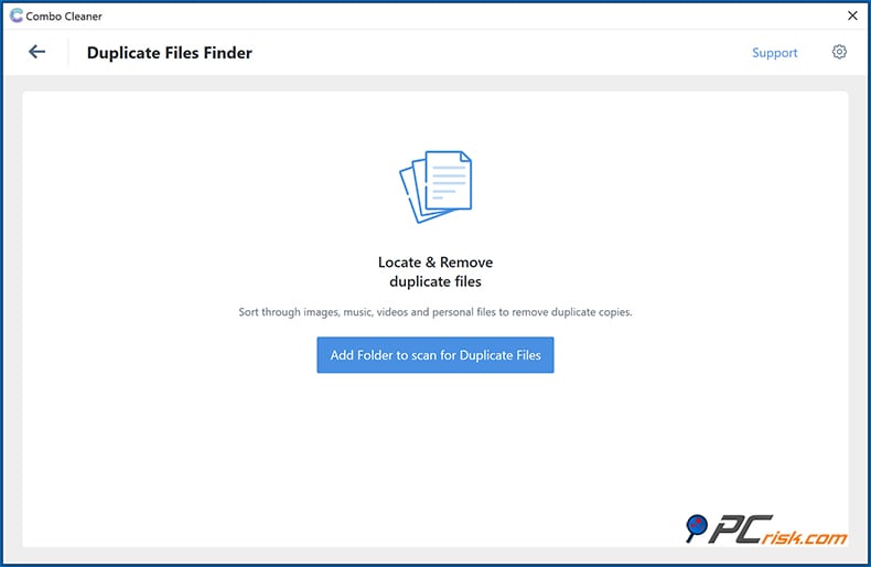 Combo Cleaner funzione di ricerca dei file duplicati su Windows