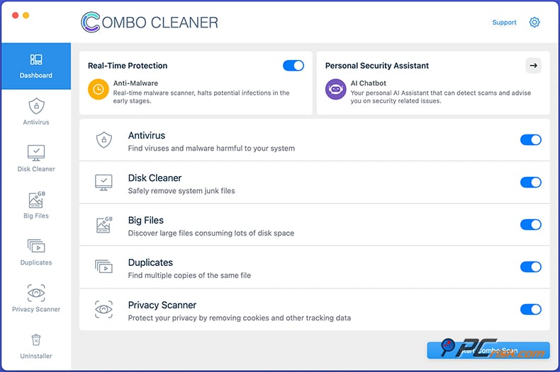 Combo Cleaner aspetto macOS
