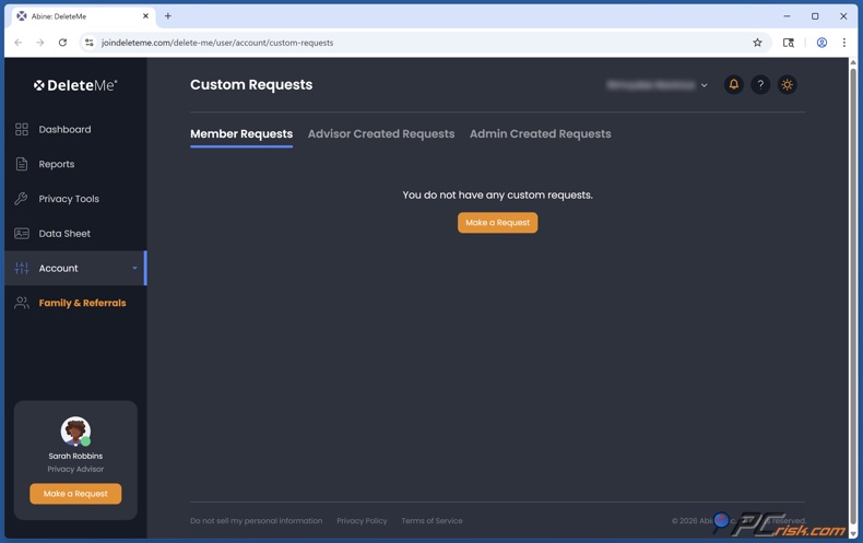DeleteMe Richieste di rimozione personalizzate