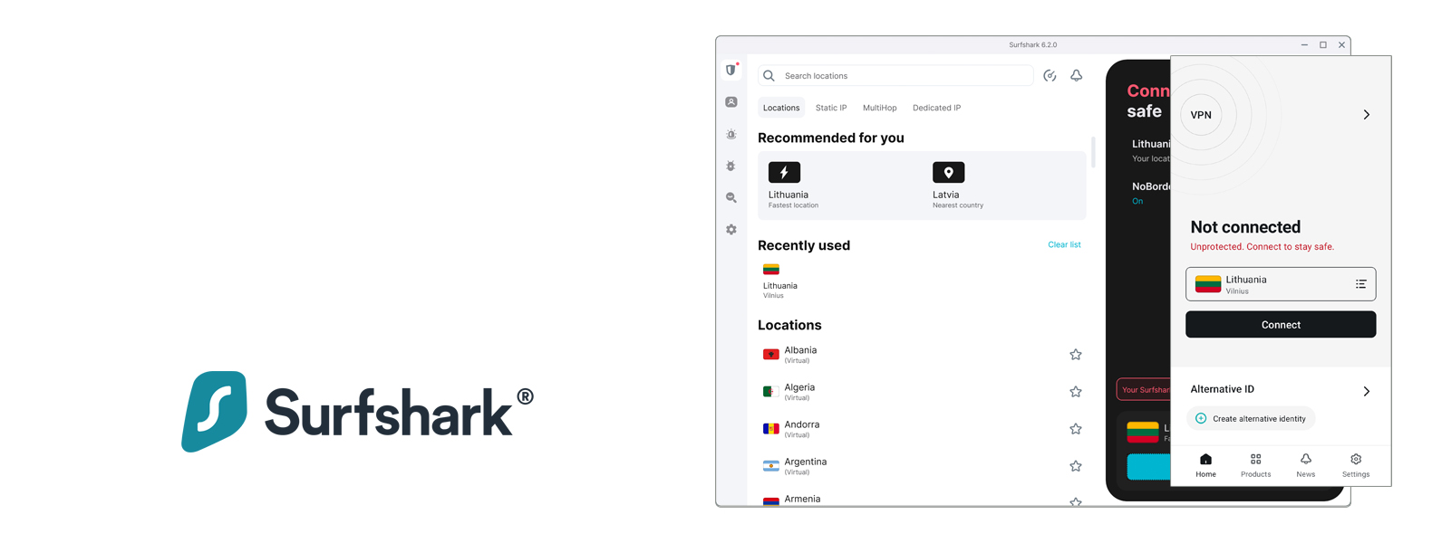 Surfshark intestazione VPN superiore