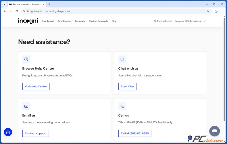 Incogni Assistenza clienti