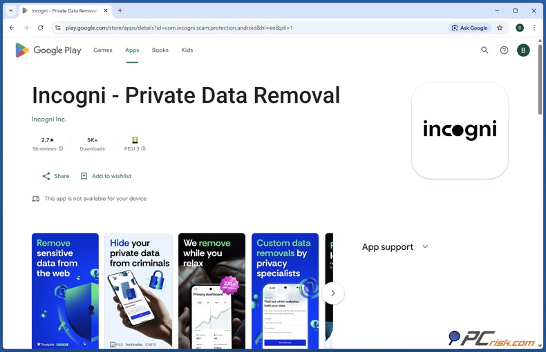 Incogni App per la rimozione dei dati privati per Android sul Google Play Store