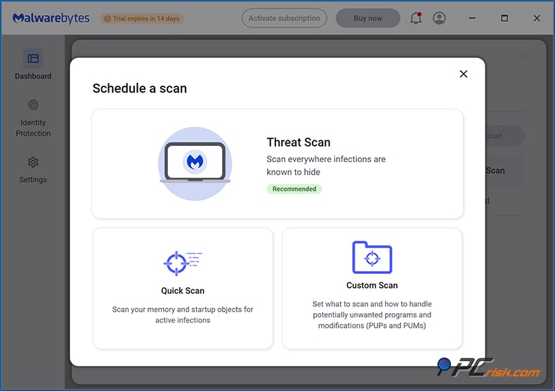 malwarebytes programmazione delle scansioni