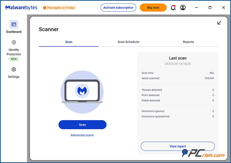 malwarebytes virus protezione