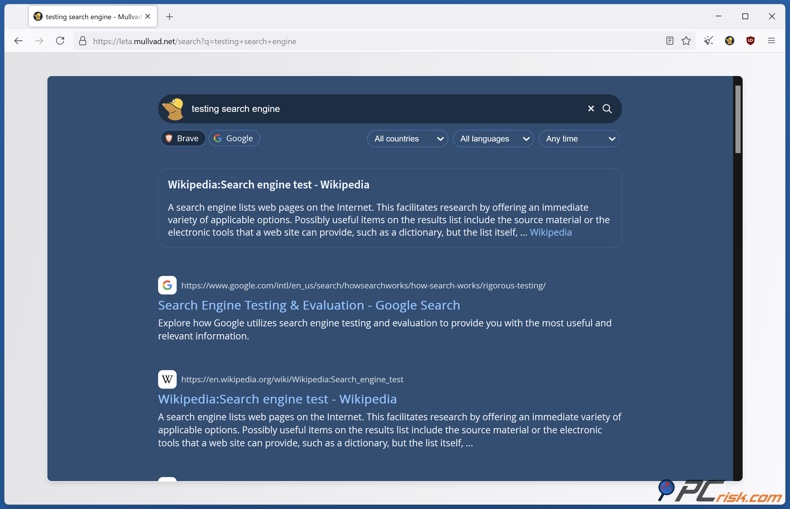 Mullivad Leta motore di ricerca