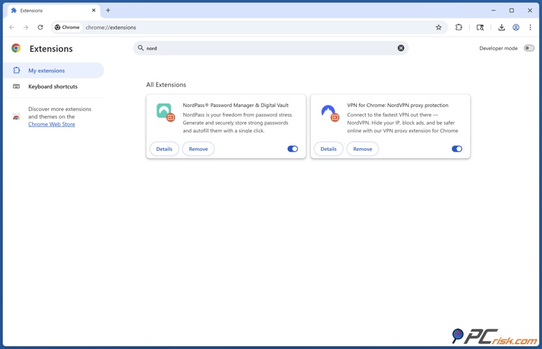 Nord estensioni del browser