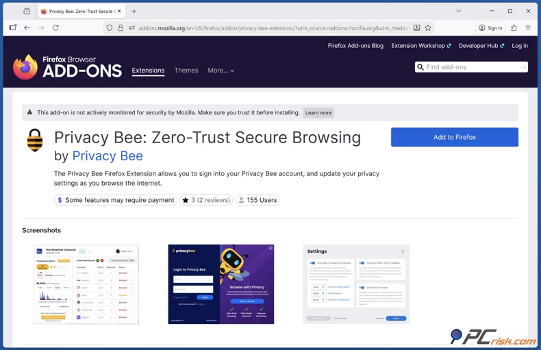 Privacy Bee Estensione Sero Trust Secure Browsing