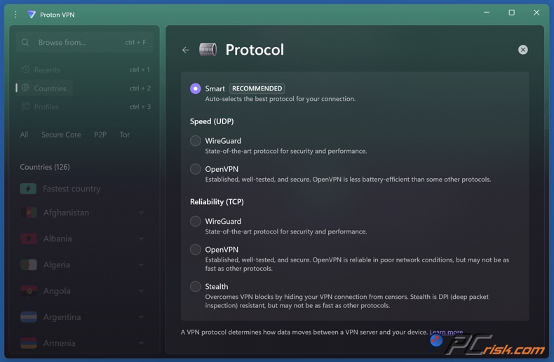 Proton VPN Protocolli