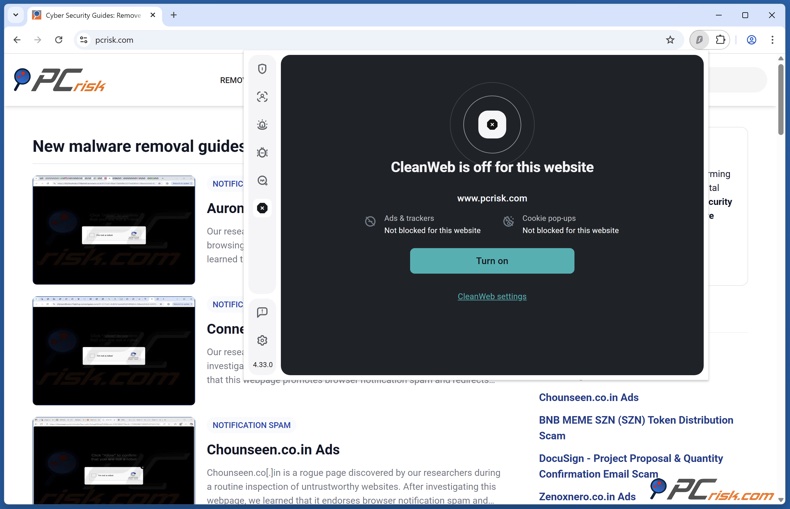 CleanWeb sito inserito nella lista bianca