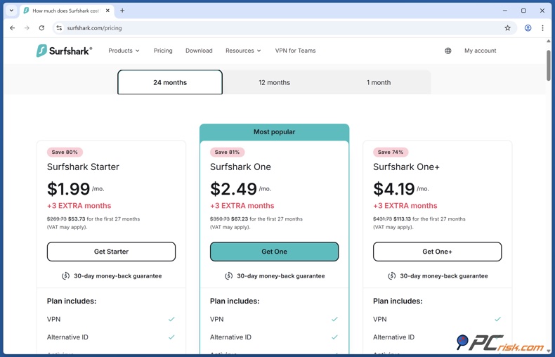 Surfshark VPN Prezzi per 2 anni