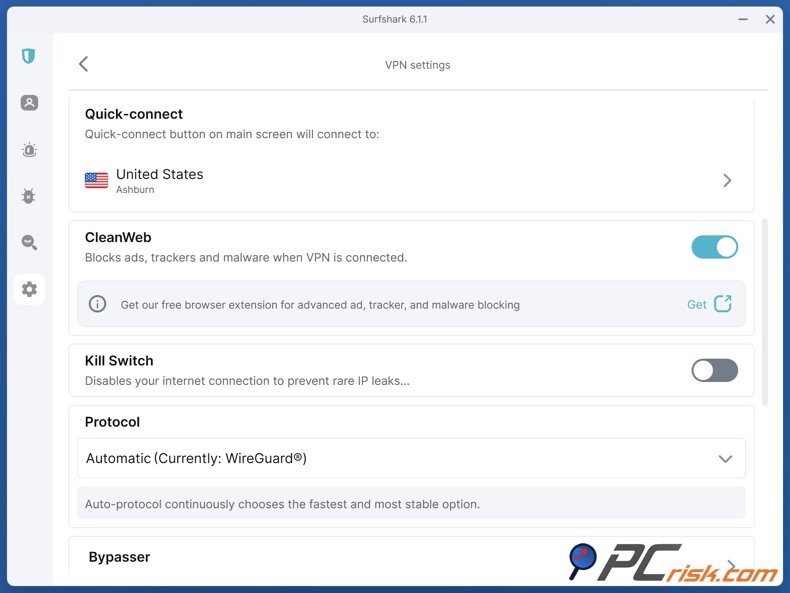 Abilitazione di CleanWeb su Surfshark VPN