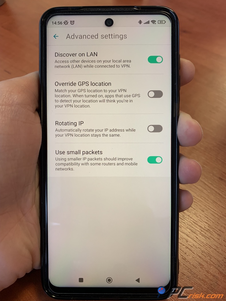 Surfshark per Android Ignora posizione GPS