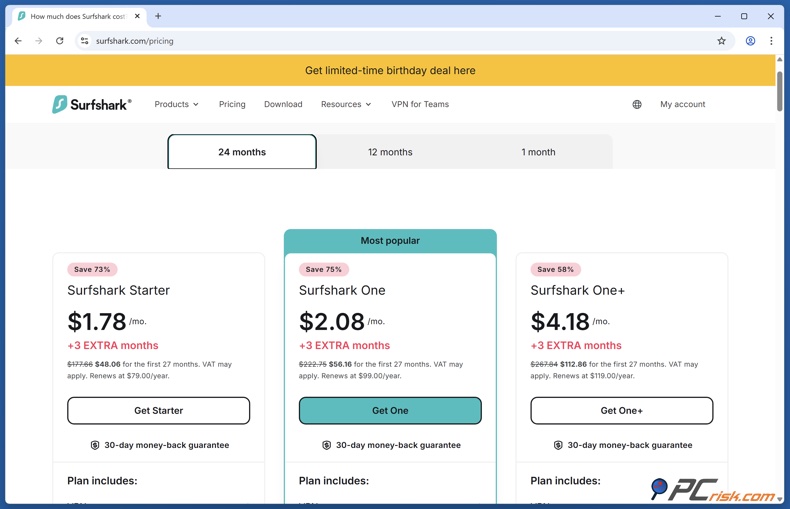 Surfshark Prezzi per 2 anni