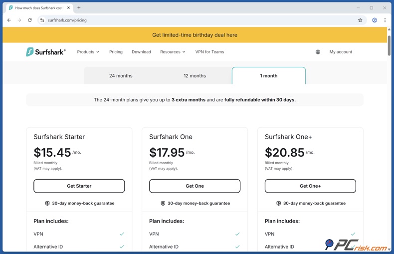 Surfshark VPN prezzo mensile