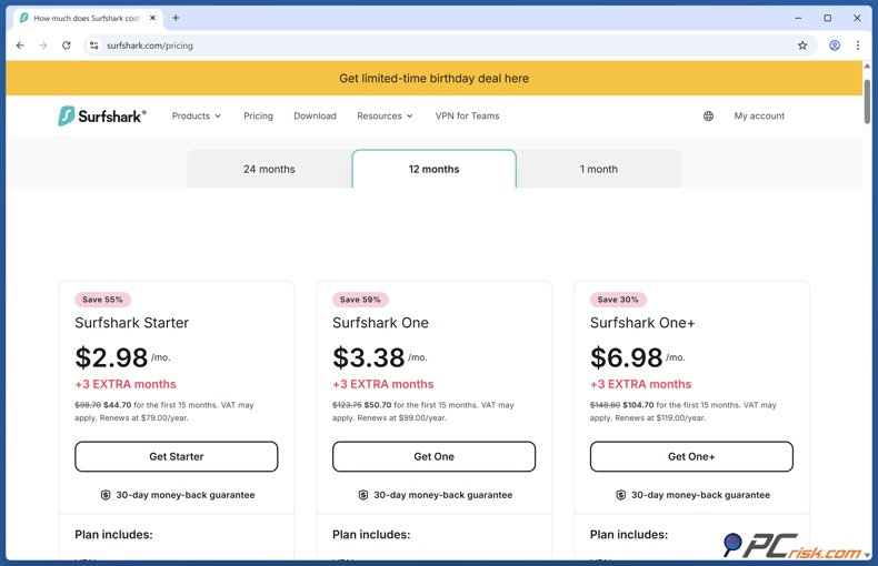 Surfshark VPN prezzo annuale