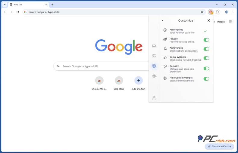 Total Adblock personalizzazione