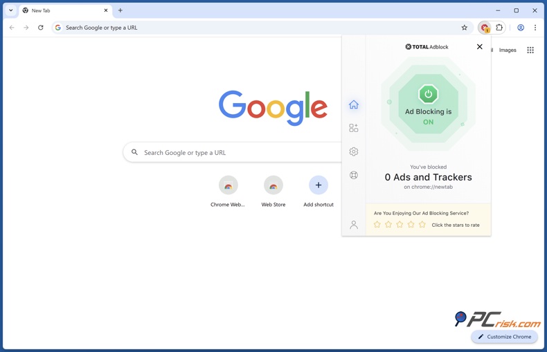 Total Adblock menu di estensione