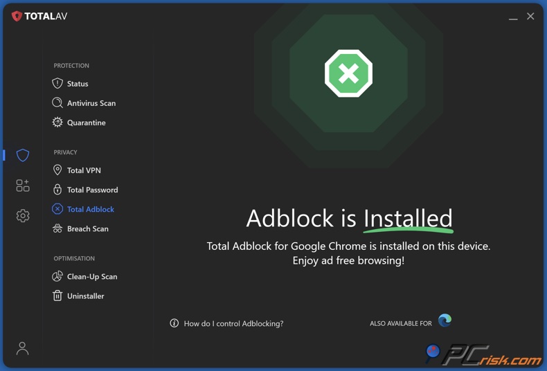 Total Adblock sezione in Total AV