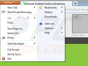 Rimuovere Ads by sense da Mozilla Firefox step 1