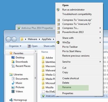 Antivirus Plus 2014 cambiare il nome del file eseguibile